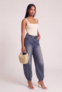 High Waist Denim Joggers