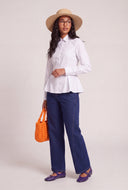 Crossover Wide-Leg Pintuck Jeans