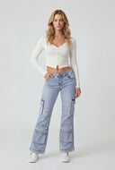 Jaliyah Stitch Detail Cargo Jeans