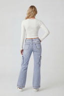 Jaliyah Stitch Detail Cargo Jeans