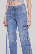 Strap Buckle Cargo Jeans