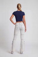Low Rise Cargo Flare-Leg Jeans