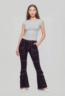 Low Rise Cargo Flare-Leg Jeans