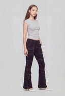 Low Rise Cargo Flare-Leg Jeans