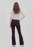 Low Rise Cargo Flare-Leg Jeans
