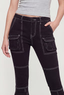 Low Rise Cargo Flare-Leg Jeans