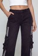 Lennon Varsity Stripe Flared Cargo Jeans