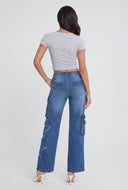 Julietta Frayed Star Cargo Jeans