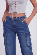 Julietta Frayed Star Cargo Jeans