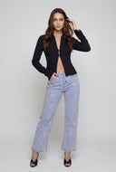 Salma Bow Straight-Leg Jeans