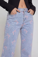 Salma Bow Straight-Leg Jeans