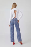 Salma Bow Straight-Leg Jeans
