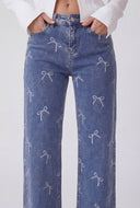 Salma Bow Straight-Leg Jeans