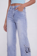 Teagan Frayed Butterfly Patch Jeans