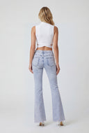 Kailani Frayed Pintuck Flare-Leg Jeans