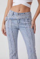 Kailani Frayed Pintuck Flare-Leg Jeans