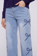 Kehlani Bow Print Wide-Leg Jeans
