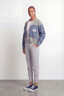 Barrel Sleeve Knit Deconstructed Denim Jacket