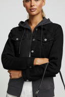 Zelia Distressed Long Sleeve Denim Jacket