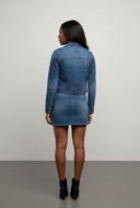 Zelia Distressed Long Sleeve Denim Jacket