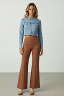 Zora Denim Zip Cropped Moto Jacket