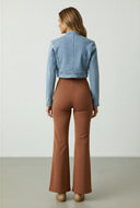 Zora Denim Zip Cropped Moto Jacket