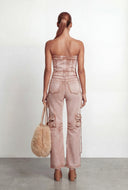 Xyla Strapless Cargo Denim Jumpsuit