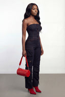 Adelaide Whiskered Strapless Denim Jumpsuit