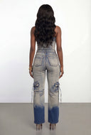 Adelaide Whiskered Strapless Denim Jumpsuit