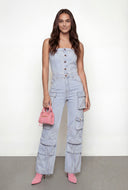 Oaklynn Strapless Denim Cargo Jumpsuit