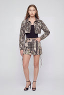 Camo Frayed Hem Denim Jacket