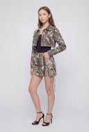 Camo Frayed Hem Denim Jacket