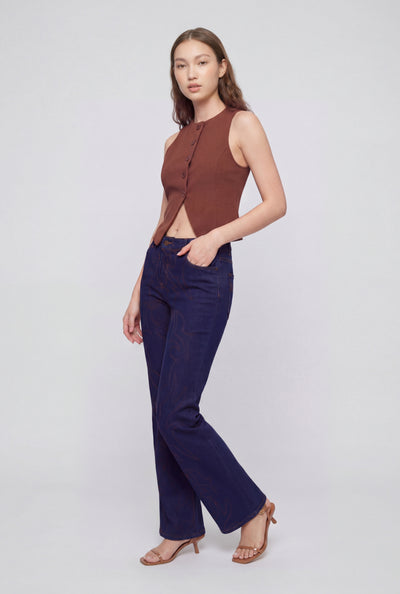 Western Embroidered Straight-Leg Jeans