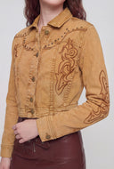 Western Embroidered Crop Denim Jacket