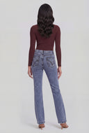 Western Embroidered Slim Straight Jeans