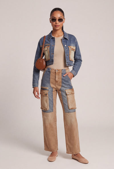 Lexi Color Block Cargo Jeans