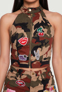 Lena Patch Camo Racerback Top