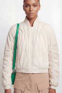 Maeve Ruched Zip Front Nylon Windbreaker Jacket