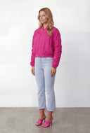 Maeve Ruched Zip Front Nylon Windbreaker Jacket