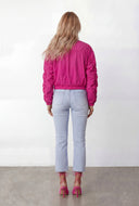 Maeve Ruched Zip Front Nylon Windbreaker Jacket