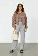 Maeve Ruched Zip Front Nylon Windbreaker Jacket