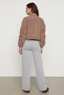 Maeve Ruched Zip Front Nylon Windbreaker Jacket