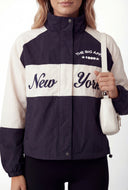 Color Block Graphic Nylon Windbreaker Jacket