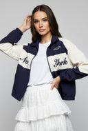 Color Block Graphic Nylon Windbreaker Jacket