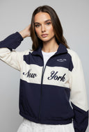Color Block Graphic Nylon Windbreaker Jacket