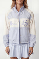 Color Block Graphic Nylon Windbreaker Jacket