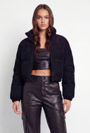 Corduroy Crop Puffer Jacket