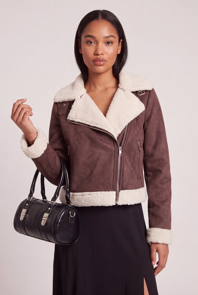 Faux Suede Moto Jacket
