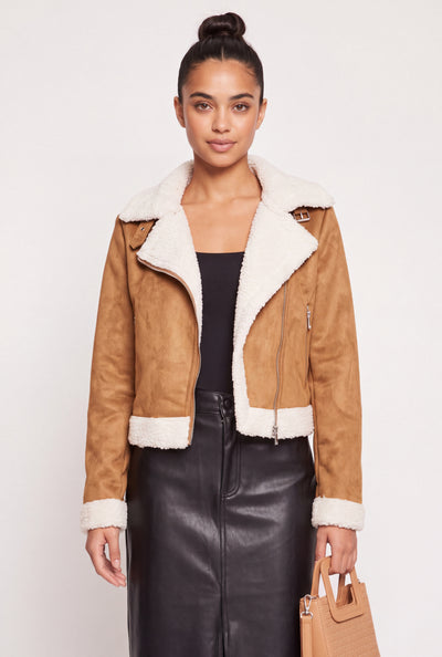 Faux Suede Moto Jacket
