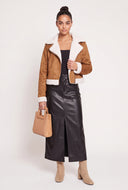 Faux Suede Moto Jacket